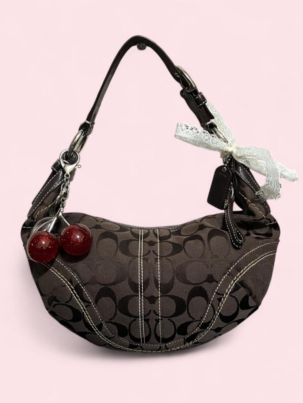 vintage coach chocolate brown signature jacquard mini hobo bag 🤎